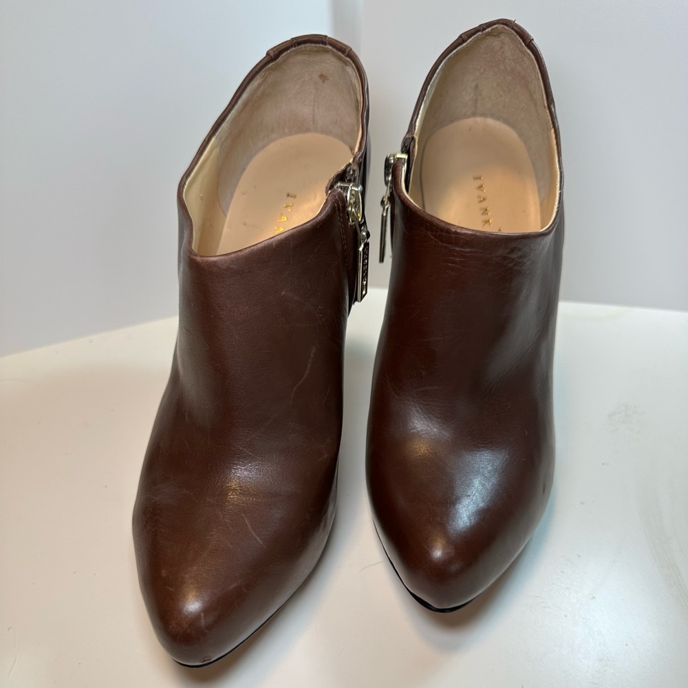 Ivanka Trump Brown Heeled Boots with Side Zipper